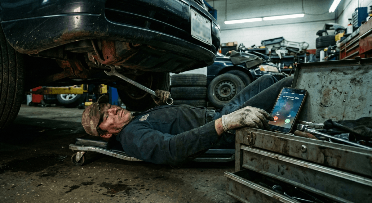 Mechanic managing bookings with Always In