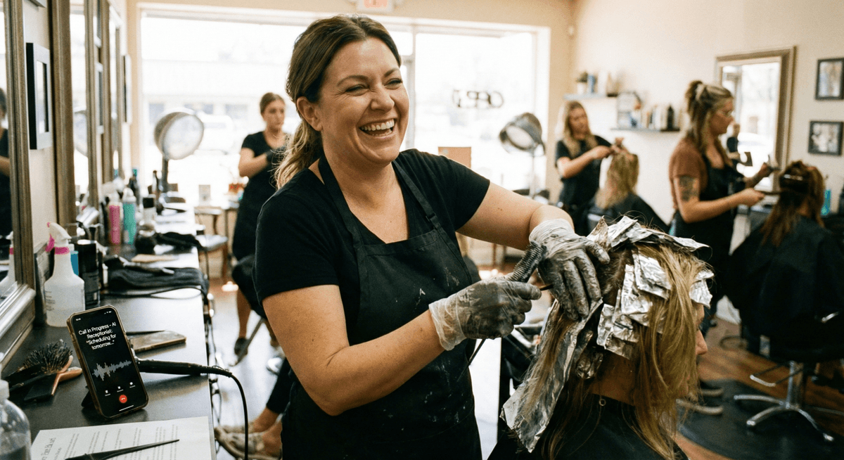 Salon owner using Always In business dashboard