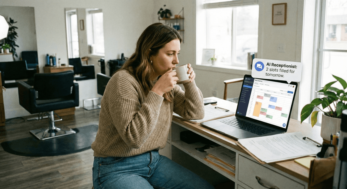 Business owner relaxing while Always In handles calls